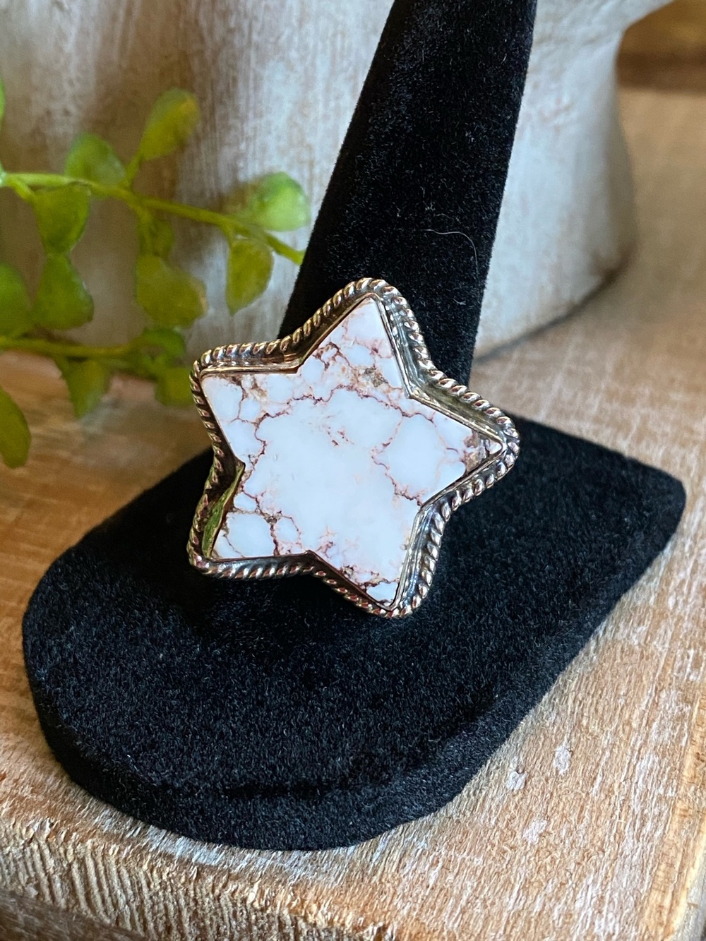 Wild Horse Jasper star statement ring southwestern rodeo sterling silver sz 8